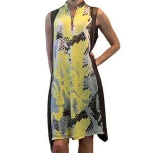Women's JAMIE SADOCK 1/4 Zip Sleeveless Snakeskin Print Golf Dress M